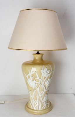 Mid-Century French Table Lamp in Ceramic with Flowers, 1960s-RIU-1371070