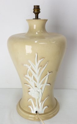 Mid-Century French Table Lamp in Ceramic with Flowers, 1960s-RIU-1371070