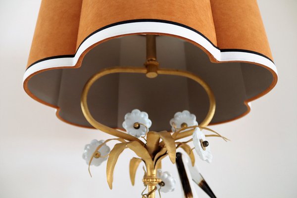 Mid-Century French Table Lamp with Porcelain Crane or Heron and Flowers, 1970s-VNE-1189870