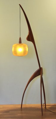 Mid-Century French Teak Floor Lamp by Jean Rispal, 1950s-SY-1794256