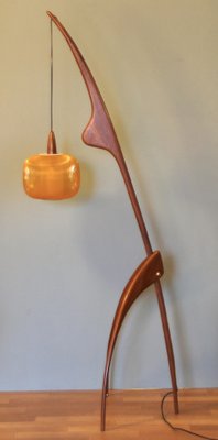 Mid-Century French Teak Floor Lamp by Jean Rispal, 1950s-SY-1794256