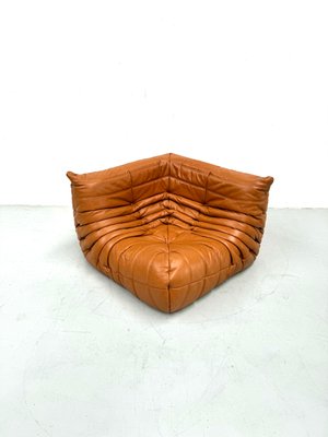 Mid-Century French Togo Cornerseat in Light Brown Leather by Michel Ducaroy for Ligne Roset-XLZ-2041752