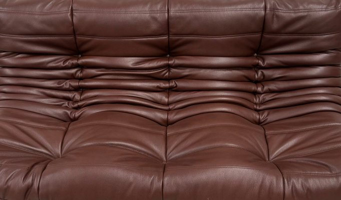 Mid-Century French Togo Sofa in Chestnut Brown Leather by Michel Ducaroy for Ligne Roset-XLZ-2025924