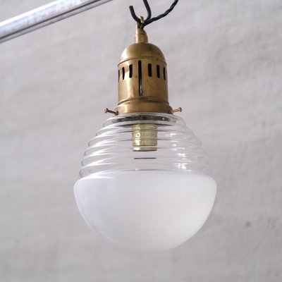 Mid-Century French Two-Tone Glass and Brass Pendant Light, 1950s-JRP-1719200