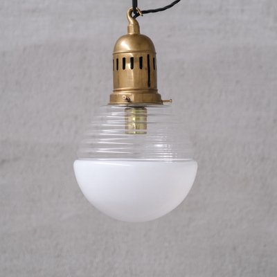 Mid-Century French Two-Tone Glass and Brass Pendant Light, 1950s-JRP-1719200