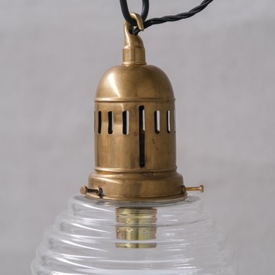 Mid-Century French Two-Tone Glass and Brass Pendant Light, 1950s-JRP-1719200