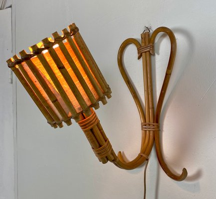 Mid-Century French Wall Lamp in Rattan by Louis Sognot-WZZ-1228930