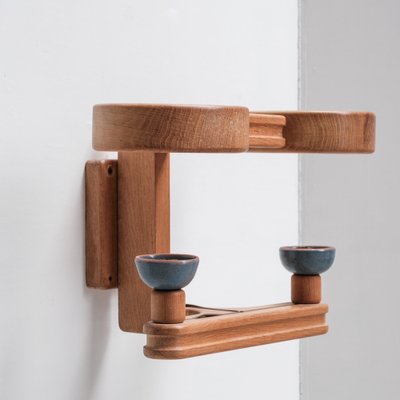 Mid-Century French Wall Light in Oak by Guillerme & Chambron-JRP-1775183