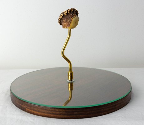 Mid-Century French Walnut & Glass Cheese Board-RIU-1150974