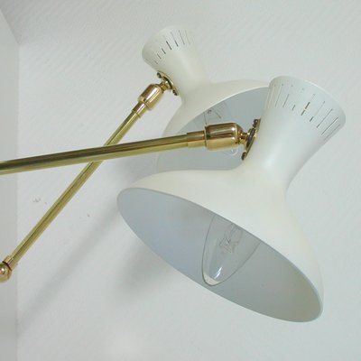 Mid-Century French White Brass Articulating Potence Sconces, 1950s, Set of 2-OE-897895