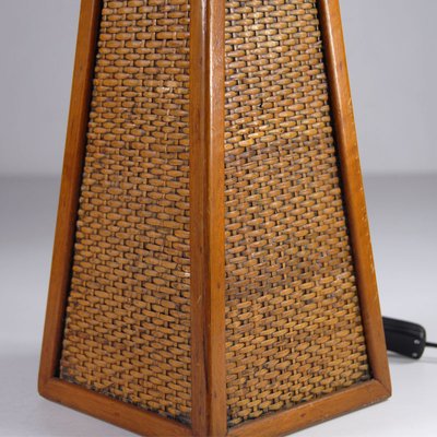 Mid-Century French Wicker Table Lamp, 1960s-GIW-1332600