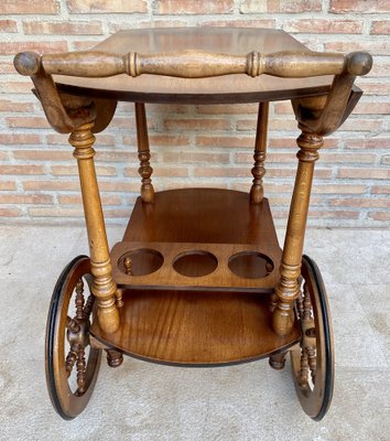 Mid-Century French Wooden Bar Cart Trolley, 1950s-NOU-1739762