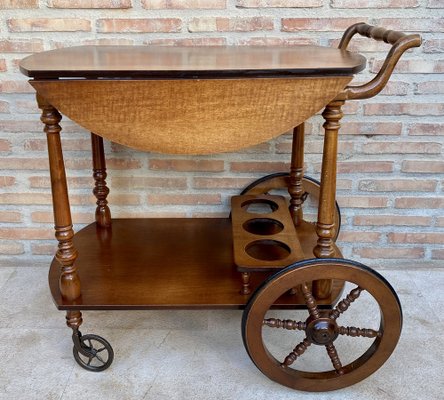 Mid-Century French Wooden Bar Cart Trolley, 1950s-NOU-1739762