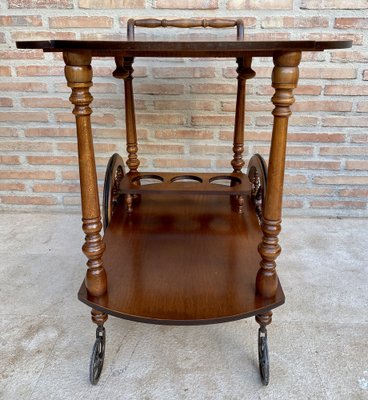 Mid-Century French Wooden Bar Cart Trolley, 1950s-NOU-1739762