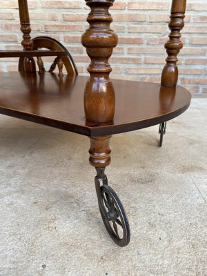 Mid-Century French Wooden Bar Cart Trolley, 1950s-NOU-1739762