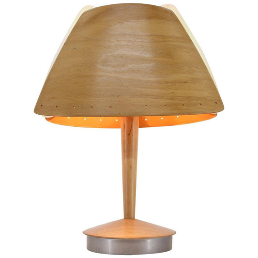 Mid-Century French Wooden Table Lamp from Lucid, 1970s