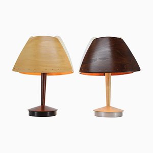 Mid-Century French Wooden Table Lamps from Lucid, 1970s, Set of 2-TZ-738282