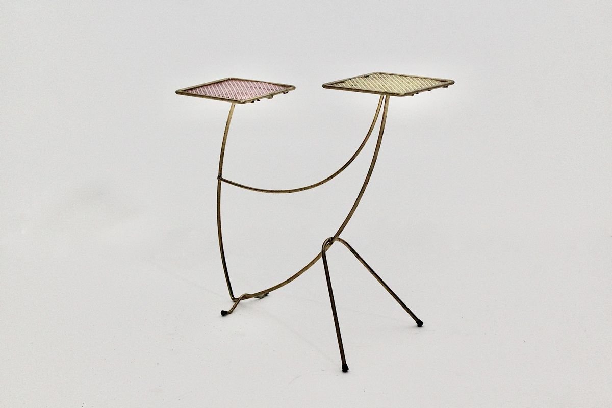 Mid-Century French Yellow and Pink Flower Stand in the Style of Mathieu Mategot, 1950s