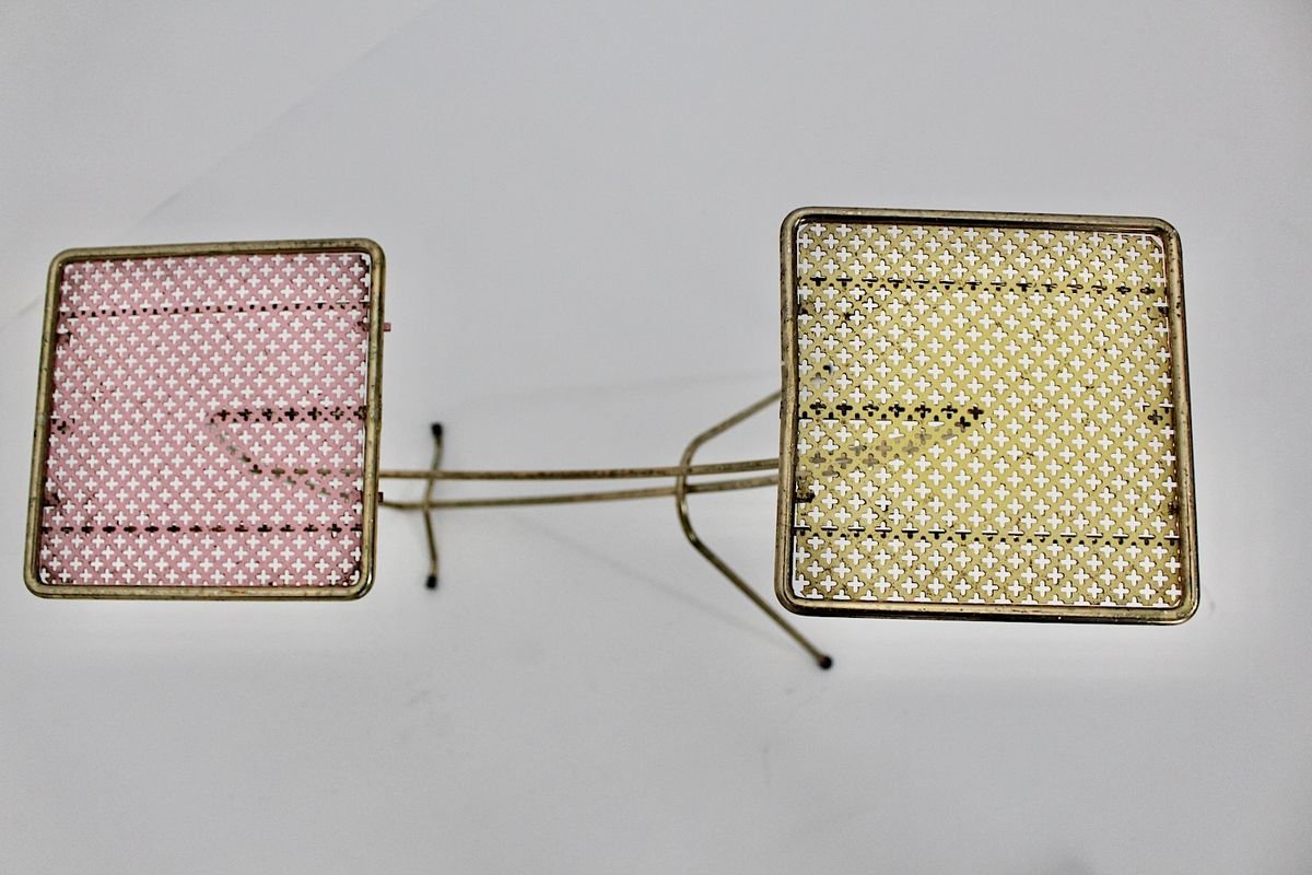 Mid-Century French Yellow and Pink Flower Stand in the Style of Mathieu Mategot, 1950s