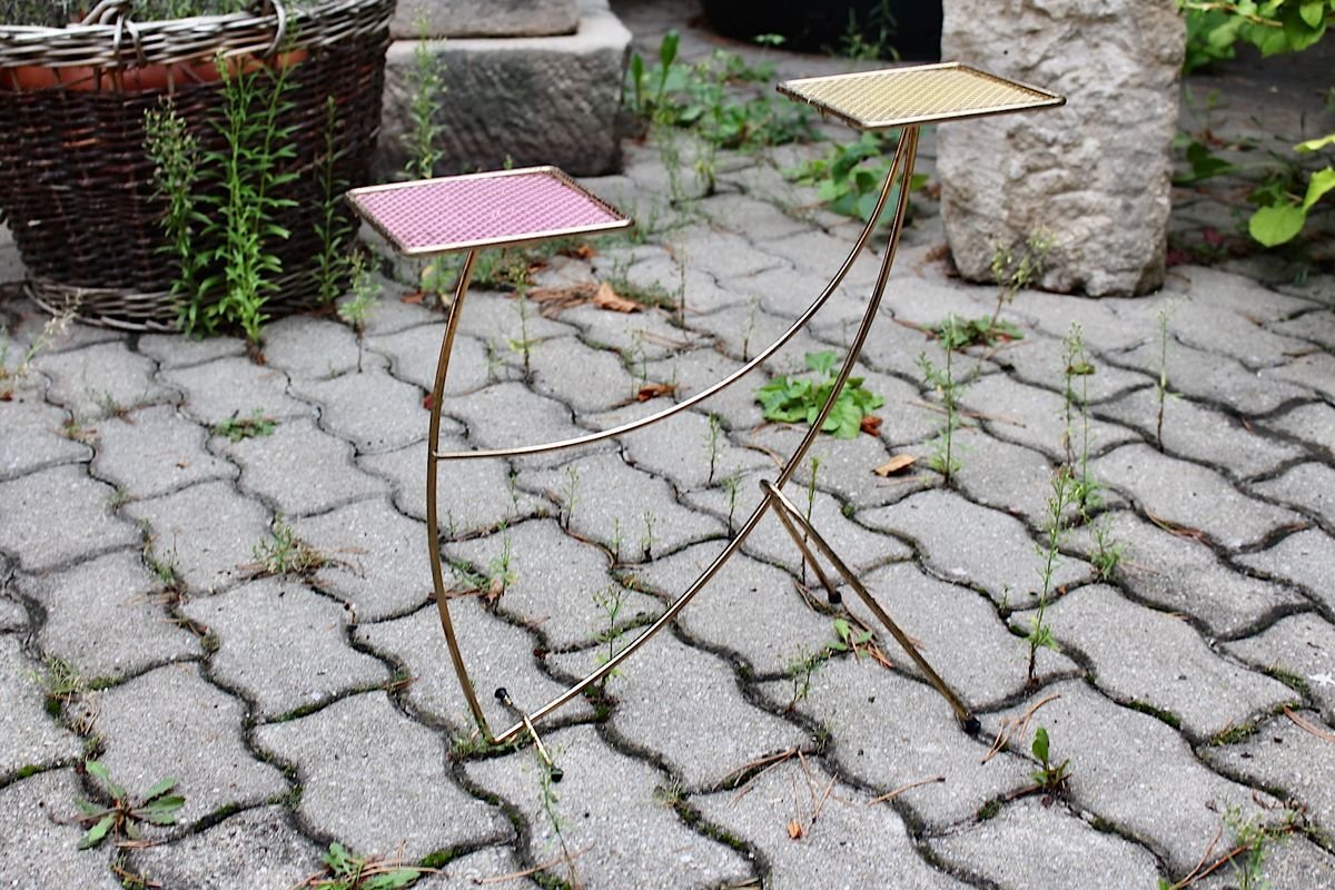 Mid-Century French Yellow and Pink Flower Stand in the Style of Mathieu Mategot, 1950s