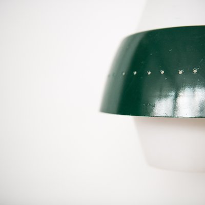 Mid-Century Frosted Green & White Ceiling Lamp-NZV-1279392