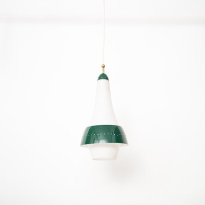 Mid-Century Frosted Green & White Ceiling Lamp-NZV-1279392