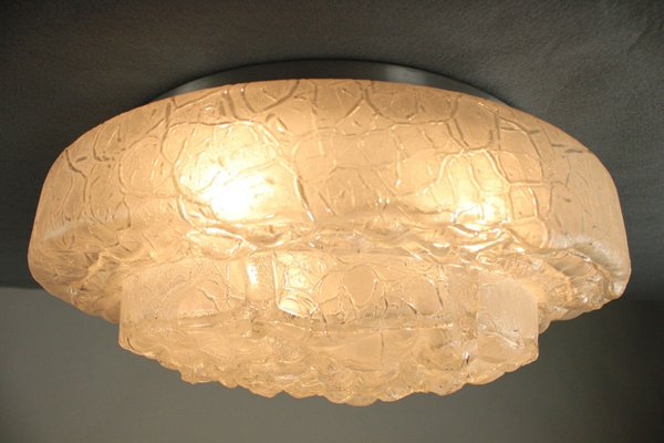 Mid-Century Frosted Ice Glass Ceiling Lamp from Doria Leuchten, 1960s-FUP-698470