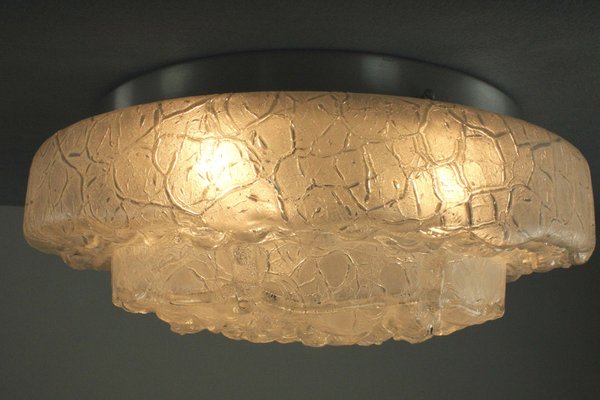 Mid-Century Frosted Ice Glass Ceiling Lamp from Doria Leuchten, 1960s-FUP-698470