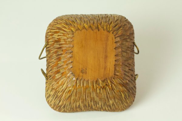 Mid-Century Fruit Basket in Maple and Brass, Italy-FO-1252014