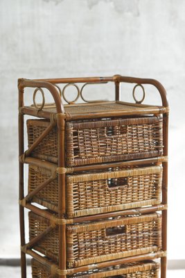 Mid-Century Fruit Stand Étagère with Handwoven Rattan Baskets, 1960s-MNF-2033842