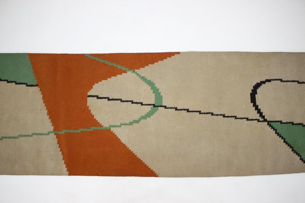 Mid-Century Geometric Kilim Carpet in Style of Antonín Kybal, 1950s-TZ-1277084