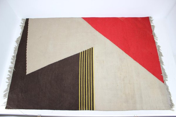 Mid-Century Geometric Kilim Carpet in the Style of Antonín Kybal, 1950s-TZ-647291