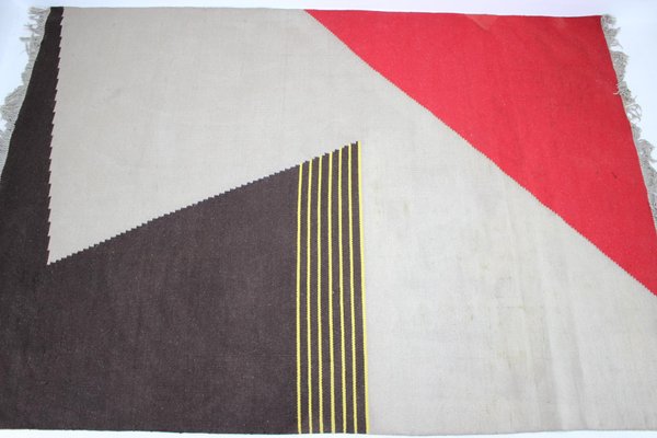 Mid-Century Geometric Kilim Carpet in the Style of Antonín Kybal, 1950s-TZ-647291