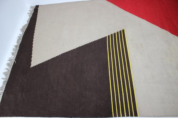 Mid-Century Geometric Kilim Carpet in the Style of Antonín Kybal, 1950s-TZ-647291