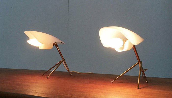 Mid-Century German Acryl and Brass Tripod Table Lamp from Cosack, 1960s, Set of 2-UAH-2036172