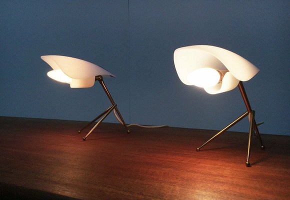 Mid-Century German Acryl and Brass Tripod Table Lamp from Cosack, 1960s, Set of 2-UAH-2036172