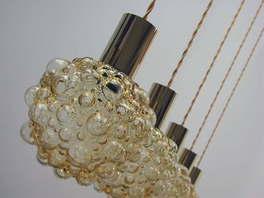 Mid-Century German Amber Glass Bubble and Brass Pendant, 1960s-OE-897783