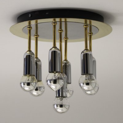 Mid-Century German Atomic Ceiling Lamp in Chrom & Brass from Cosack, 1970s-SY-2034928