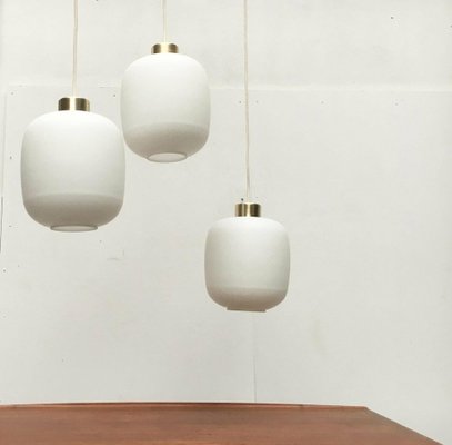 Mid-Century German Balloon Glass Pendant Lamps, 1960s, Set of 3-UAH-1725477