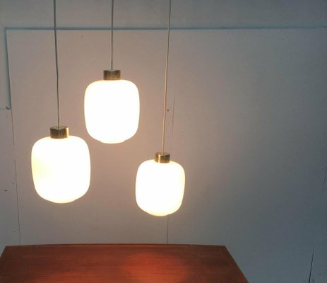 Mid-Century German Balloon Glass Pendant Lamps, 1960s, Set of 3-UAH-1725477