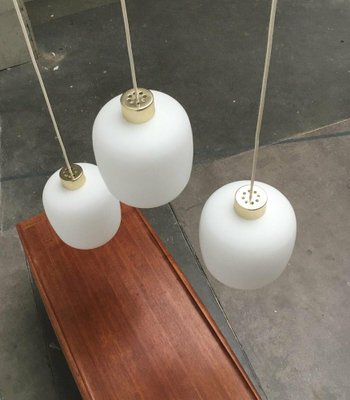 Mid-Century German Balloon Glass Pendant Lamps, 1960s, Set of 3-UAH-1725477