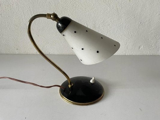 Mid-Century German Black Bedside Lamp in Metal and Brass, 1950s-RDS-1188657