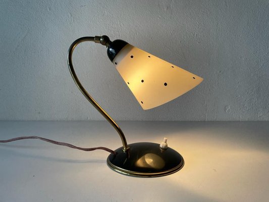 Mid-Century German Black Bedside Lamp in Metal and Brass, 1950s-RDS-1188657