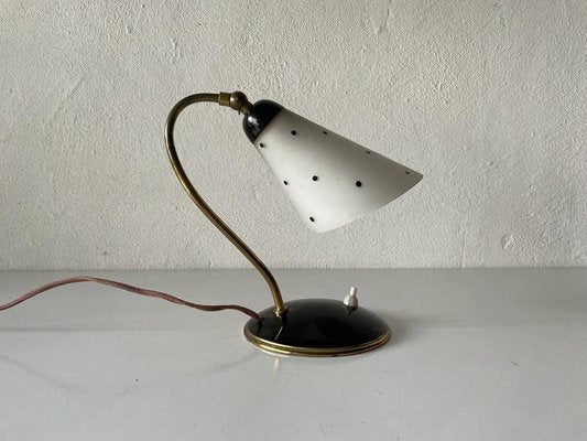 Mid-Century German Black Bedside Lamp in Metal and Brass, 1950s-RDS-1188657