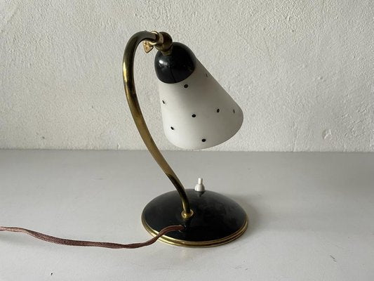 Mid-Century German Black Bedside Lamp in Metal and Brass, 1950s-RDS-1188657