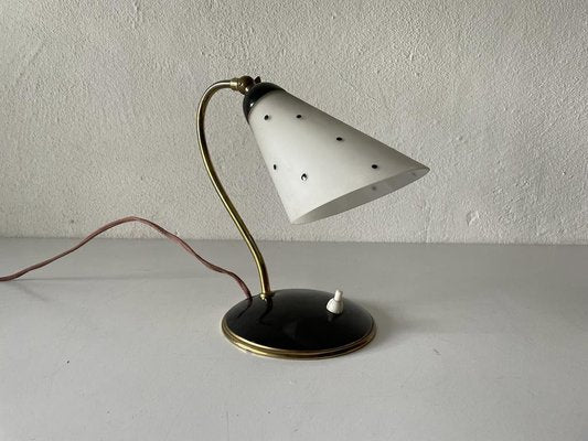 Mid-Century German Black Bedside Lamp in Metal and Brass, 1950s-RDS-1188657