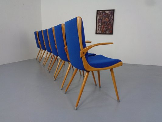 Mid-Century German Boomerang Armchairs in Cherrywood, Set of 6-RDW-1251157