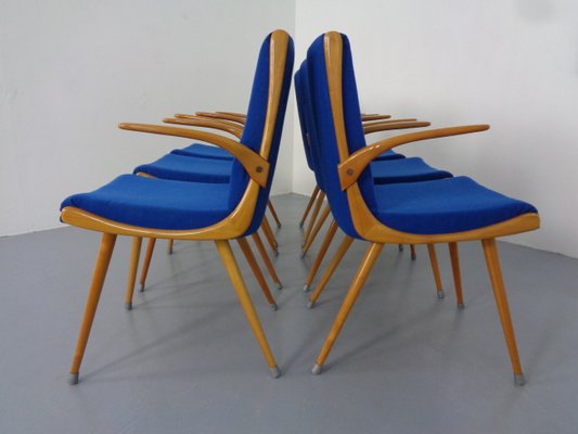 Mid-Century German Boomerang Armchairs in Cherrywood, Set of 6-RDW-1251157