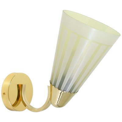 Mid-Century German Brass and Glass Wall Light Sconce, 1950s-OE-897849