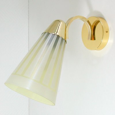 Mid-Century German Brass and Glass Wall Light Sconce, 1950s-OE-897849